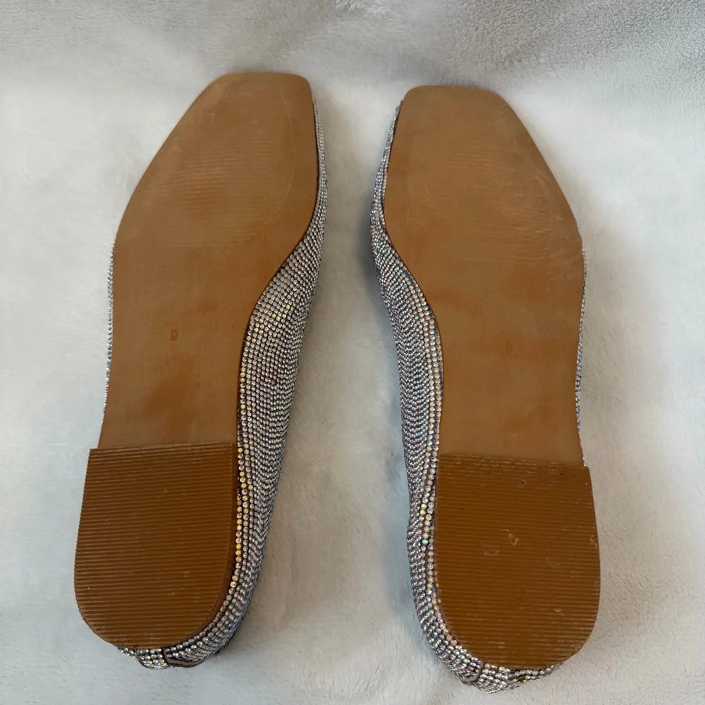 EUC Matisse Roxy Rhinestone Square Toe Ballet Flats Crystal Sparkle Party Shoes